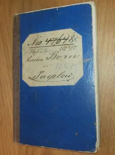 altes Sparbuch Wismar , 1876 - 1945 , Louise Born in Paeplow i. Mecklenburg , Sparkasse , Bank !!