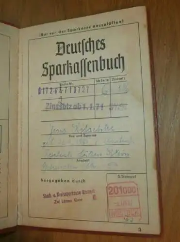altes Sparbuch Rostock , 1965 - 1985 , Jens Kitschke in Rostock Lütten Klein i. Mecklenburg , Sparkasse , Bank