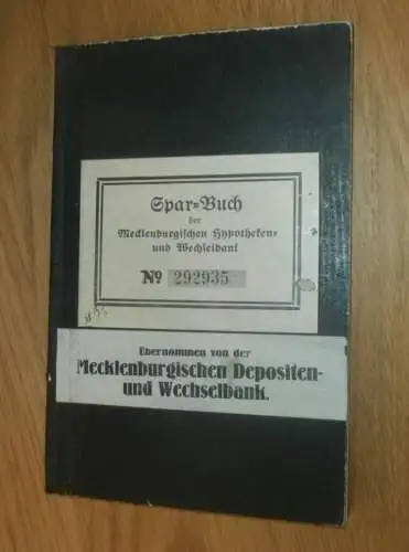 altes Sparbuch Schwerin , 1922 , Elise Awe geb. Schultz in Ludwigslust i. Mecklenburg , Sparkasse , Bank