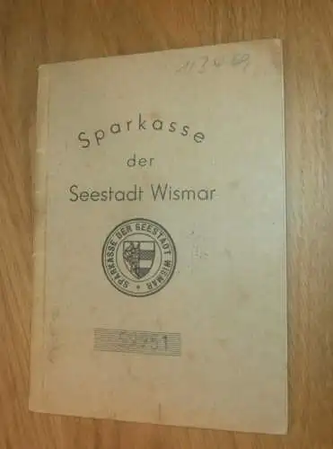 altes Sparbuch Wismar ,1944 , Franz Scharbarth in Wismar i. Mecklenburg , Sparkasse , Bank