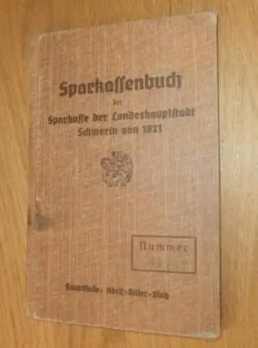 altes Sparbuch Schwerin ,1940 - 1945, Förstner Irmgard Schmidt geb. Giertz in Schwerin i. Mecklenburg , Sparkasse , Bank