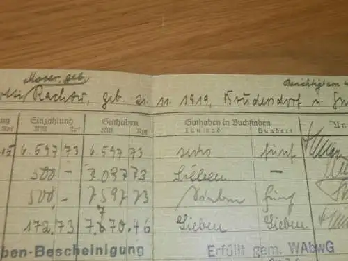 altes Sparbuch Neukalen ,1942 , Lotti Rachow geb. Moser in Brudersdorf i. Mecklenburg , Sparkasse , Bank !