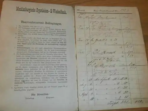 altes Sparbuch Mecklenburg  , 1884 - 1895 , Mecklenburger Hypotheken- & Wechselbank , Sparkasse , Bank !!!