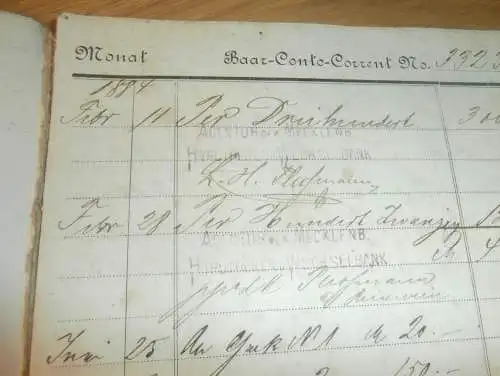 altes Sparbuch Mecklenburg  , 1884 - 1895 , Mecklenburger Hypotheken- & Wechselbank , Sparkasse , Bank !!!