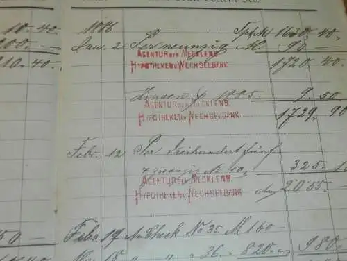altes Sparbuch Mecklenburg  , 1884 - 1895 , Mecklenburger Hypotheken- & Wechselbank , Sparkasse , Bank !!!