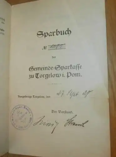 altes Sparbuch Torgelow i. Pom. , 1928  - 1945 , Gertrud Köhnke in Torgelow b. Ueckermünde i. Mecklenburg , Sparkasse