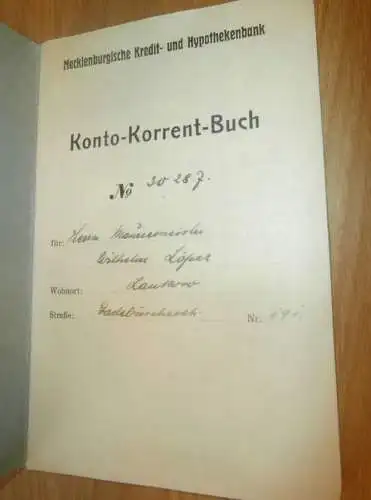altes Sparbuch Schwerin , 1935 - 1937 , Maurer Wilhelm Löper in Schwerin Lankow i. Mecklenburg , Sparkasse , Bank !!