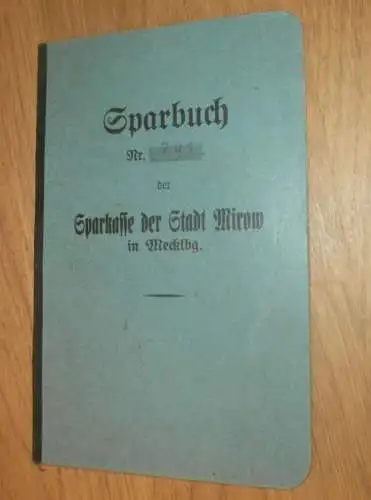 altes Sparbuch Mirow , 1935 - 1940 , Grete Köppen in Mirow i. Mecklenburg , Sparkasse , Bank !!