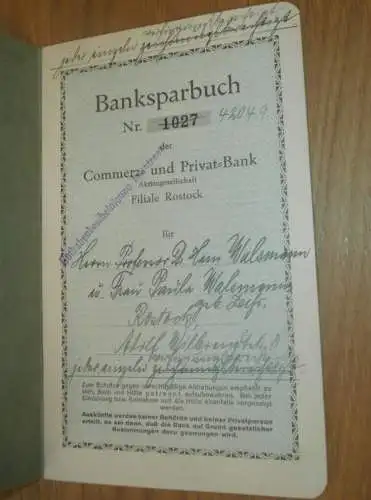 altes Sparbuch Rostock , 1932 - 1944 , Prof. Dr. Hans Walsmann in Rostock i. Mecklenburg , Sparkasse !!