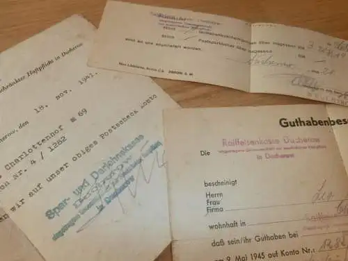 alte Dokumente 1941-1950 , Ducherow / Charlottenhof i. Mecklenburg , Rossin b. Anklam , Sparkasse , Bank !!