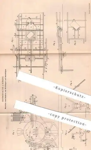 original Patent - Heinrich Muth , Koblenz , 1895 , Maschine zum Rändern v. Briefbogen u. Umschlag | Kuvert Brief Papier