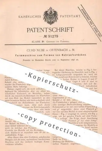 original Patent - Curd Nube , Offenbach / Main , 1896 , Formmaschine zum Formen von Rohr | Rohre Gusseisen Guss Eisen