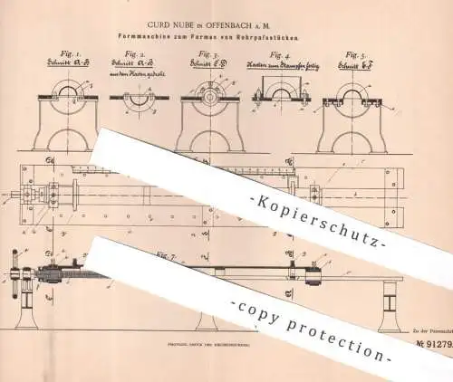 original Patent - Curd Nube , Offenbach / Main , 1896 , Formmaschine zum Formen von Rohr | Rohre Gusseisen Guss Eisen