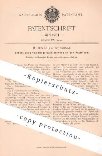 original Patent - Julius Leh , Bruchsal , 1896 , Ringelspielpferd mit Plattform | Ringelspiel Spiel , Spielzeug , Pferd