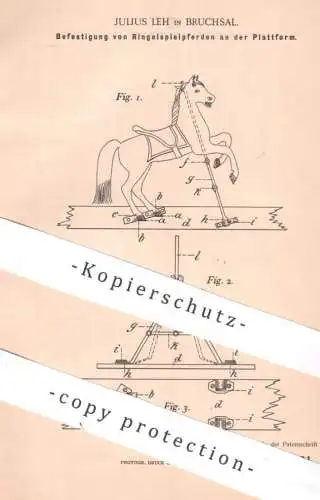 original Patent - Julius Leh , Bruchsal , 1896 , Ringelspielpferd mit Plattform | Ringelspiel Spiel , Spielzeug , Pferd