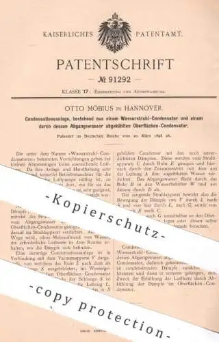 original Patent - Otto Möbius , Hannover , 1896 , Kondensationsanlage | Wasserstrahl - Kondensator , Kondensation Wasser