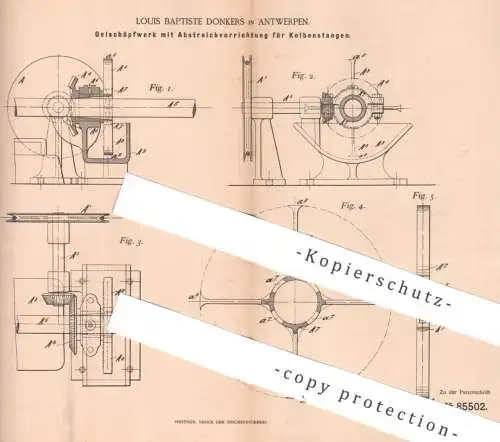original Patent - Louis Baptiste Donkers , Antwerpen , Belgien , 1894 , Ölschöpfwerk | Öl , Schmieröl , Maschinen Kolben