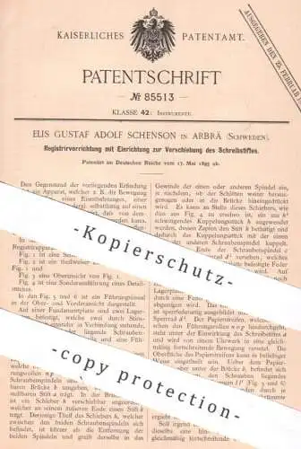 original Patent - Elis Gustaf Adolf Schenson , Arbrä , Schweden 1895 , Registrieren von Bewegungen | Schiff , Eisenbahn