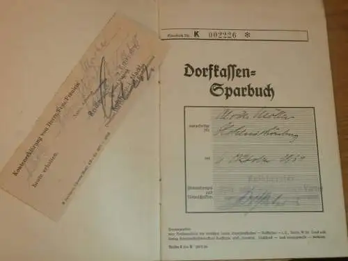 altes Sparbuch Kalkhorst , 1934 - 1950 , Ulrike Möller in Kalkhorst b. Klütz i. Mecklenburg , Sparkasse , Bank !!