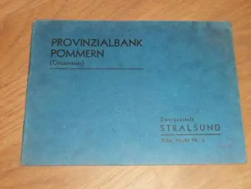 altes Sparbuch Stralsund , 1933 - 1944 , Provinzialbank Pommern , Bruno Pfennig , Mecklenburg , Sparkasse , Bank !!