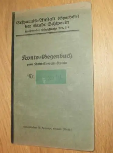 altes Sparbuch Schwerin , 1938 - 1945 , Oberpostschaffner Karl Rüß in Schwerin i. Mecklenburg , Sparkasse !!