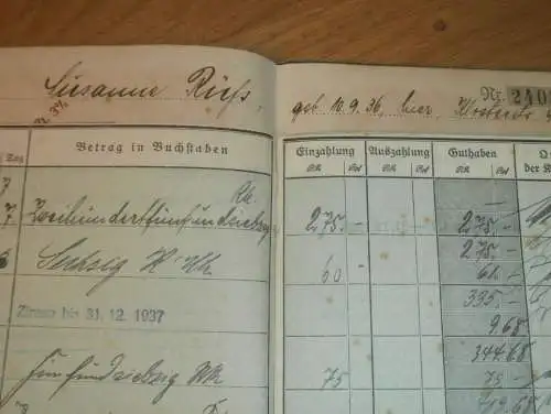 altes Sparbuch Schwerin , 1937 - 1944 , Susanne Rüß in Schwerin i. Mecklenburg , Sparkasse !!
