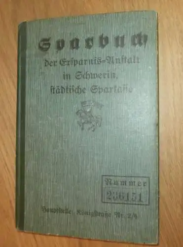 altes Sparbuch Schwerin , 1933 - Mai 1945 , Karl Rüß in Schwerin i. Mecklenburg , Sparkasse !!