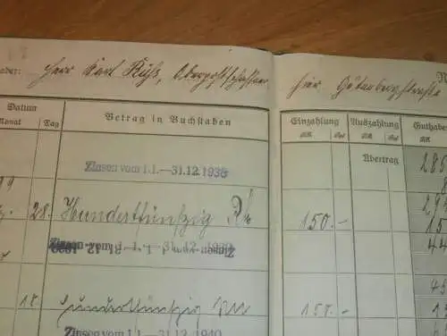 altes Sparbuch Schwerin , 1933 - Mai 1945 , Karl Rüß in Schwerin i. Mecklenburg , Sparkasse !!