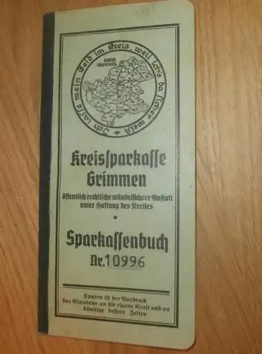 altes Sparbuch Grimmen , 1939 - 1946 , Gerhard Ottoson in Bretwisch / Süderholz i. Mecklenburg , Sparkasse !!