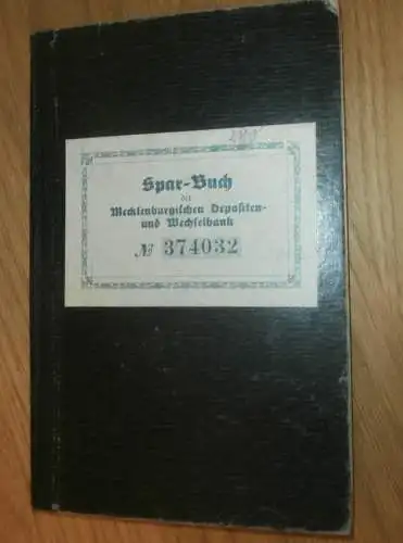 altes Sparbuch Schwerin , 1930 - 1945 , Inspektor Friedrich Schultz in Tessin / Bad Sülze i. Mecklenburg , Sparkasse !!
