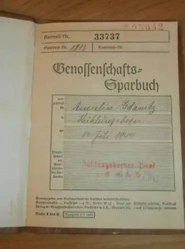 altes Sparbuch Kühlungsborn , 1944 - 28.April 1945 , Anneliese Gdanitz in Kühlungsborn i. Mecklenburg , Sparkasse