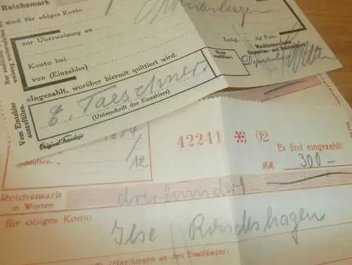 11x alte Quittungen , 40er Jahre , Ilse Rondeshagen in Parchim i. Mecklenburg , Sparkasse , Bank !!