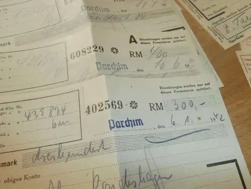 11x alte Quittungen , 40er Jahre , Ilse Rondeshagen in Parchim i. Mecklenburg , Sparkasse , Bank !!