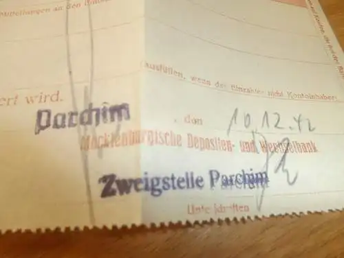 11x alte Quittungen , 40er Jahre , Ilse Rondeshagen in Parchim i. Mecklenburg , Sparkasse , Bank !!