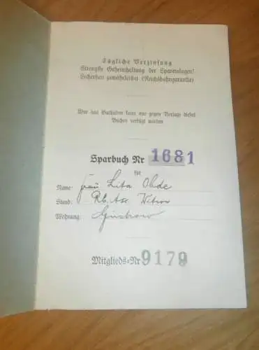 altes Sparbuch Reichsbahn Schwerin , 1941 - 1947 , Lita Ohde in Güstrow i. Mecklenburg , Sparkasse , Bank !!