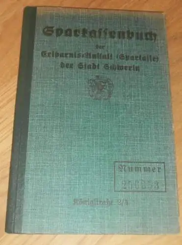 altes Sparbuch Schwerin , 1939 - 1942 , Richard Rüß in Schwerin i. Mecklenburg , Sparkasse , Bank !!