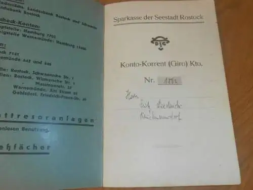 altes Sparbuch Rostock , 1937 - 1939 , Fritz Diederich Brinckmansdorf i. Mecklenburg , Sparkasse , Bank !!!
