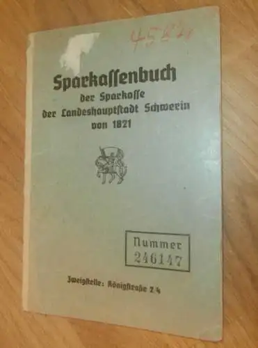 altes Sparbuch Schwerin , 1944 - 1945 , Lotte Klemkow in Schwerin i. Mecklenburg , Sparkasse , Bank !!!