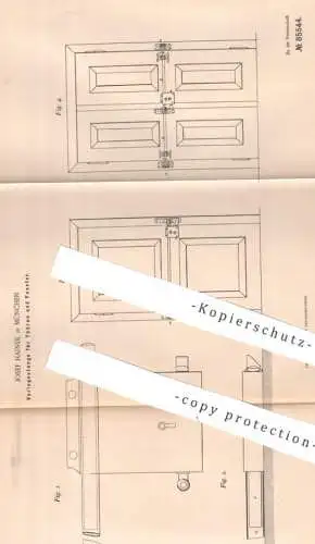 original Patent - Josef Haindl , München , 1895 , Vorlegestange für Türen & Fenster | Tür , Riegel , Schloss Schlosserei