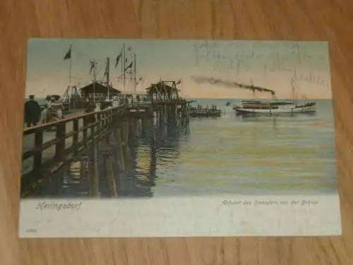 alte AK - Heringsdorf a. Usedom , 1901 , Dampfer an Brücke , Seebrücke , Ansichtskarte !!!