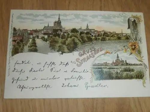 alte AK - Stralsund , um 1900 , Litho , Ansichtskarte !