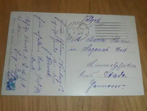 alte AK - Lübeck , 1916 , Holstentor mit Bismarck Denkmal , Ansichtskarte !!!