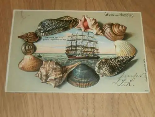 alte AK - Hamburg , 1904 , Segelschiff Preussen , grösstes Segelschiff der Welt , Ansichtskarte !!!