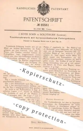 original Patent - J. Roth Sohn , Solothurn , Schweiz , 1895 , Taschenuhrwerk | Uhrwerk , Uhr , Uhren , Uhrmacher !!!