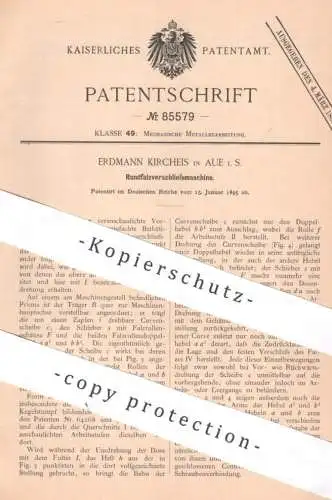 original Patent - Erdmann Kircheis , Aue i. S. , 1895 , Rundfalzverschließmaschine | Falzen , Metall , Falzmaschine !!