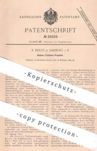 original Patent - R. Holtz , Harburg a. E. | 1895 | Aktions - Turbinen - Propeller | Schiffspropeller , Schiff , Turbine