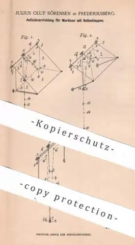 original Patent - Julius Oluf Sörensen , Frederiksberg , 1901 , Aufziehvorrichtung für Markisen | Markise | Jalousie !