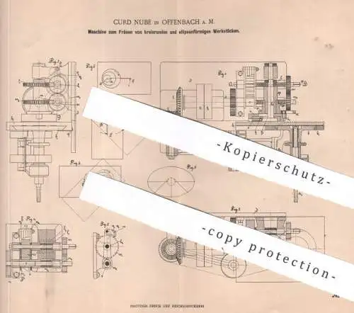 original Patent - Curd Nube , Offenbach / Main , 1901 , Fräsen kreisrunder Werkstücke | Fräse | Blech , Metall !!!
