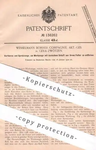 original Patent - Wesselmann Bohrer Compagnie AG , Gera / Zwötzen | 1902 | Spreizzange l Zange Zangen , Bohrer , Messer