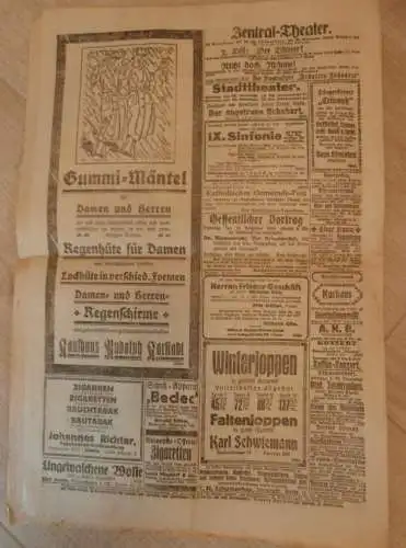 Greifswalder Zeitung , 25.11.1919 , Greifswald in Mecklenburg , viel Reklame !!!